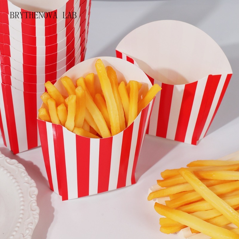 Home Cinema Food - 50pcs Striped Disposable Party Tableware Popcorn