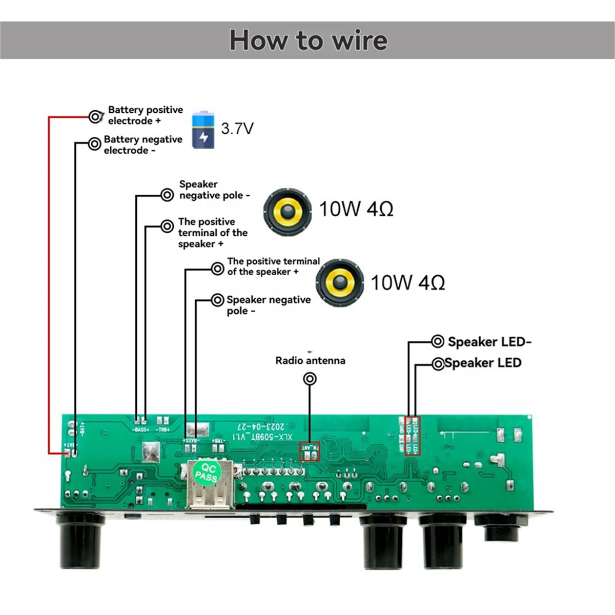 Home Theater Speaker - update. 2X10W 3.7V Amplifier Board Square