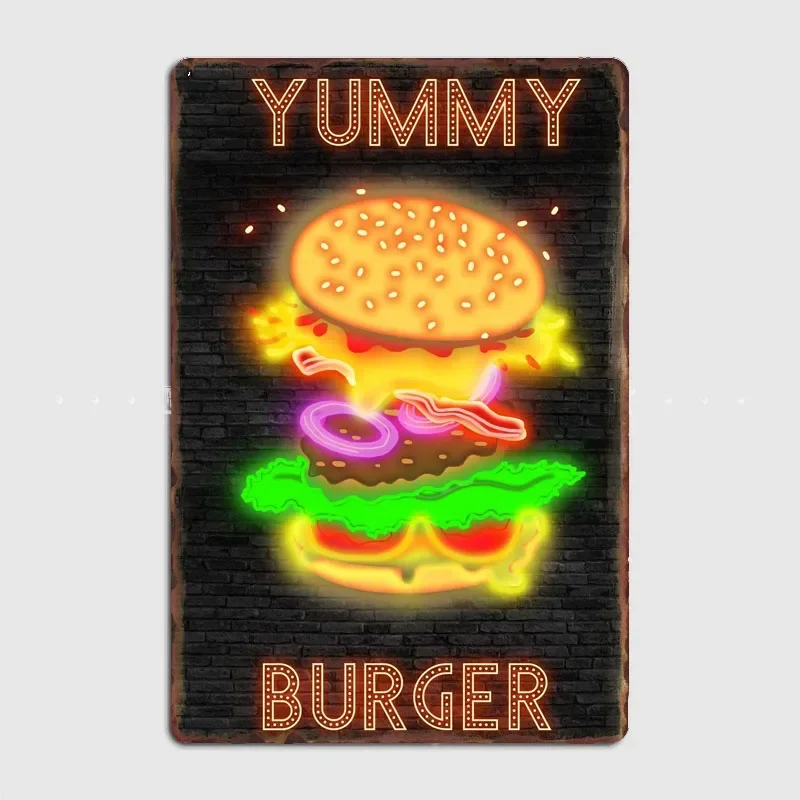 Home Cinema Food - BURGER Food Neon Sign Metal Sign