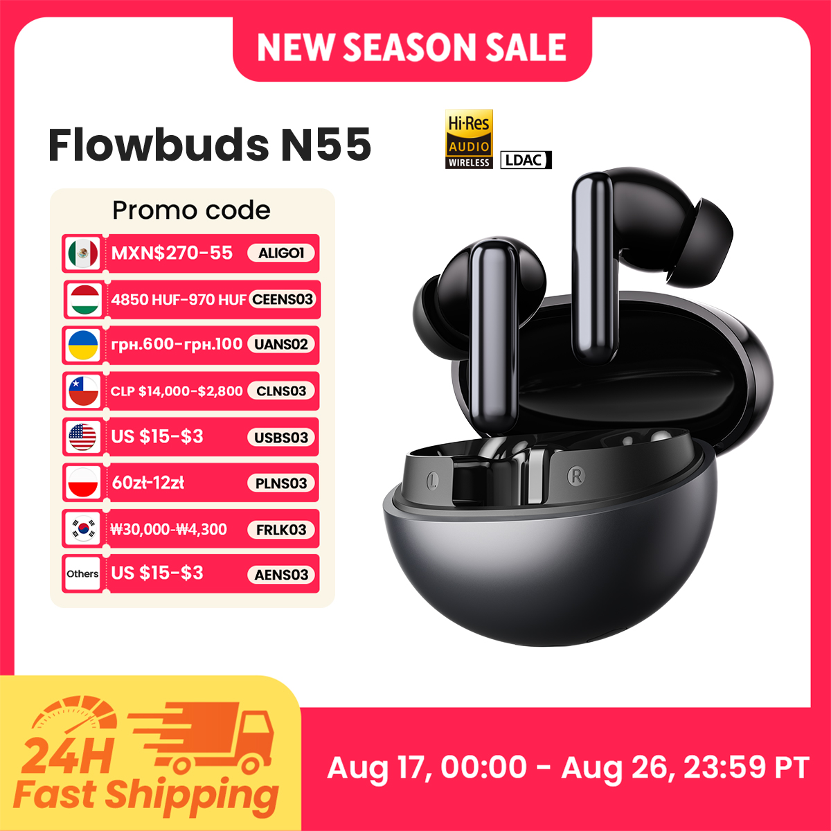 Home Cinema Headphones - HAYLOU Flowbuds N55 Wireless Earbuds 54dB