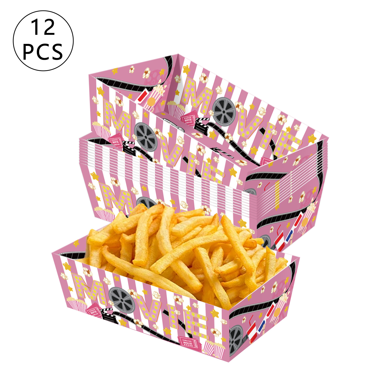 Home Cinema Food - Disposable Cinema Paper Food Boats Pink
