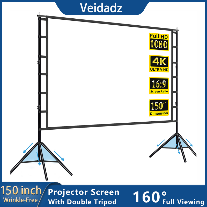 Home Cinema Rack - VEIDADZ Projector Screen With Stand White