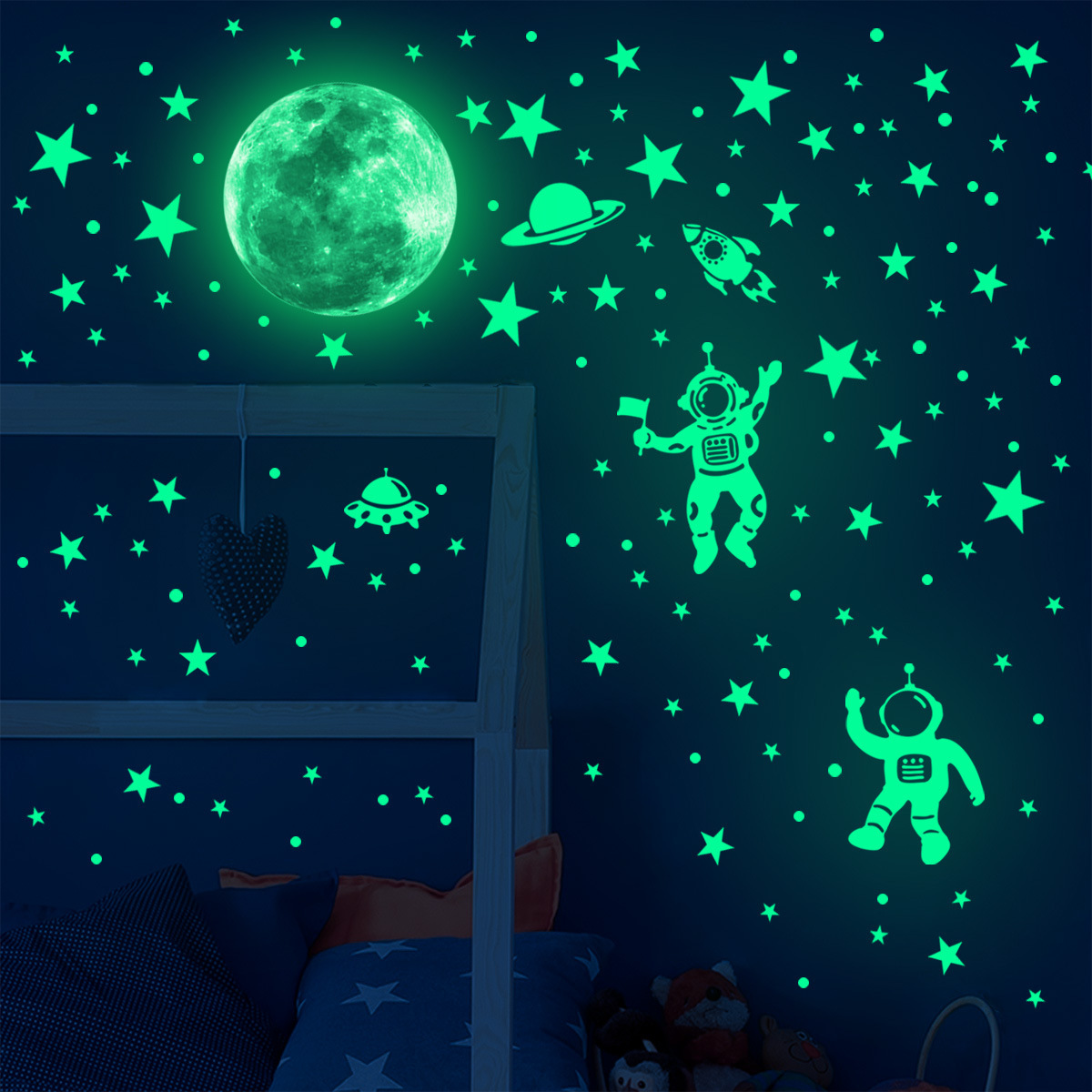 Home Cinema Room - Luminous Moon Stars Wall Stickers for