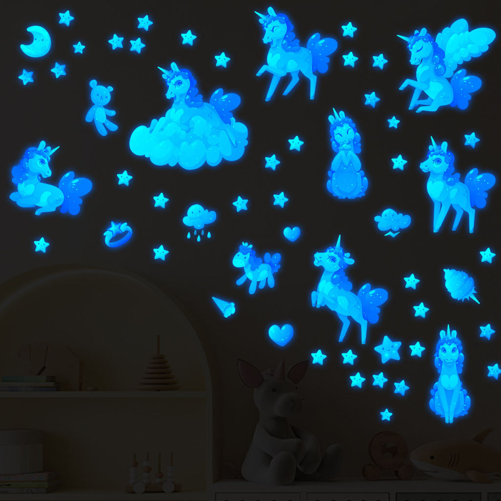 Cartoon Luminous Unicorn Wall  - Home Cinema Room ulasan dan harga