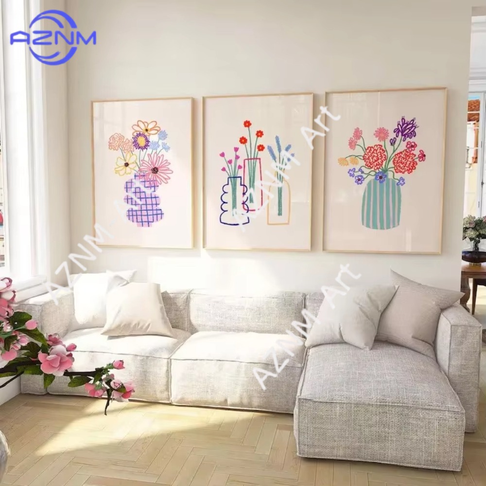 1/3pcs Abstract Flower Vase Pa - Home Cinema Wall Art ulasan dan harga