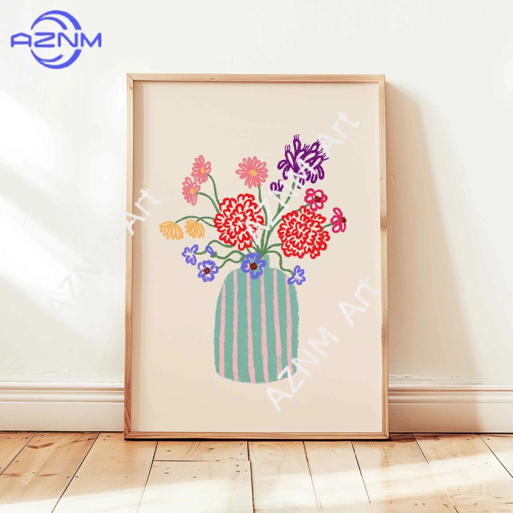 1/3pcs Abstract Flower Vase Pa - Home Cinema Wall Art ulasan dan harga