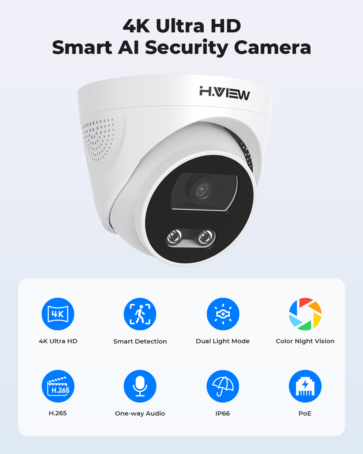 H.View 8Mp Poe Ip Camera Ai Fa - Home Cinema Outdoor ulasan dan harga