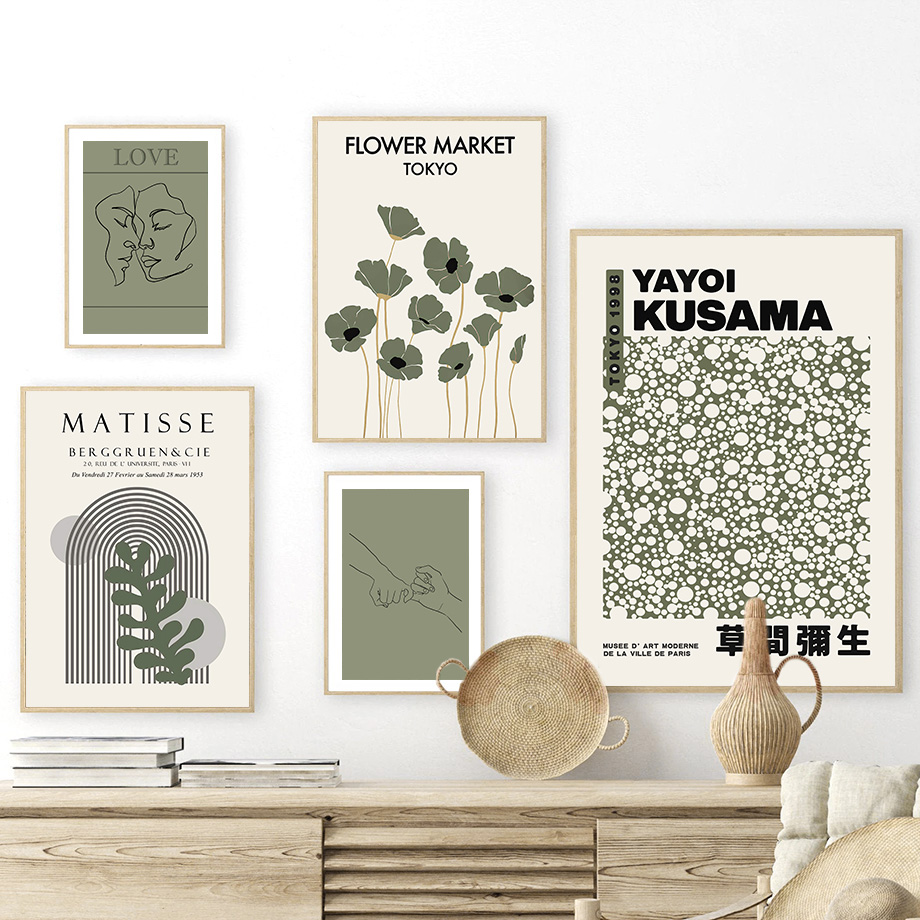 Sage Green Yayoi Kusama Matiss - Home Cinema Wall Art ulasan dan harga