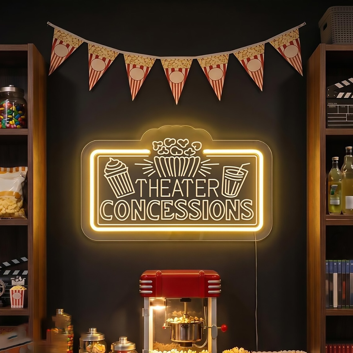 Theater Concessions Neon Sign  - Home Cinema Food ulasan dan harga