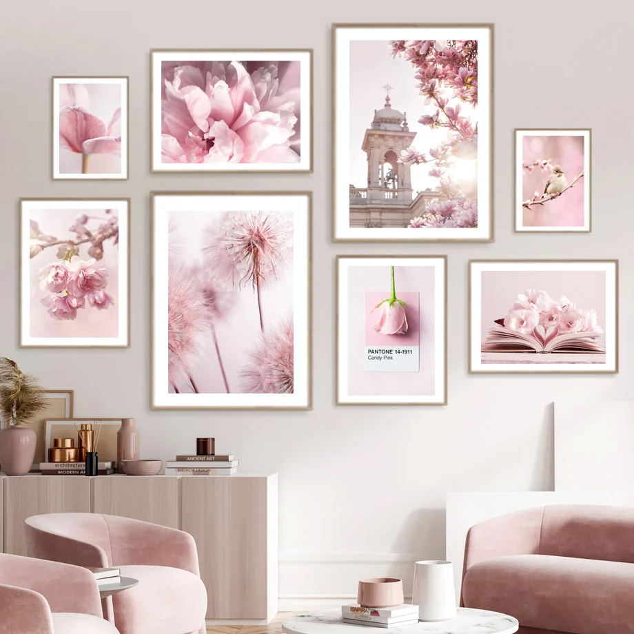 Spring Pink Rose Peony Sakura  - Home Cinema Wall Art ulasan dan harga