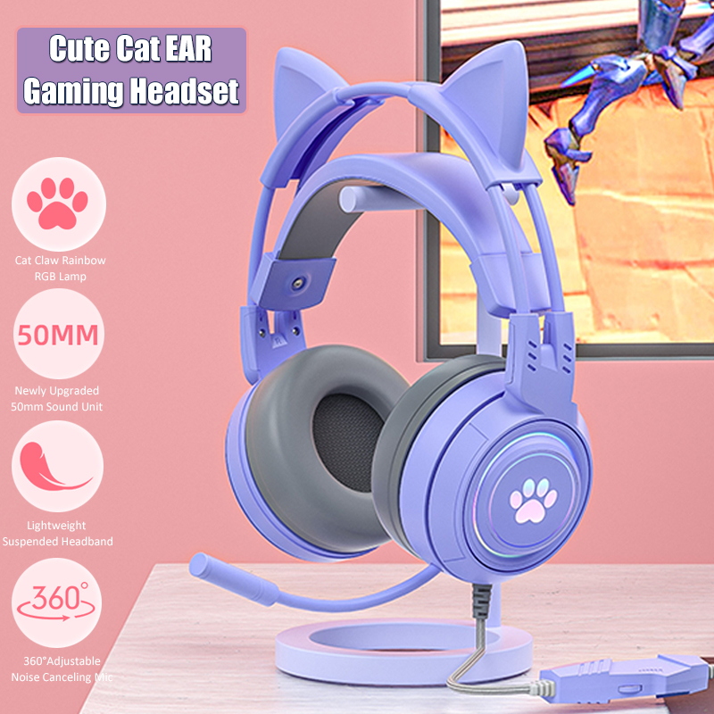 Cute Cat Ear Gaming Headphones - Home Cinema Headphones ulasan dan harga