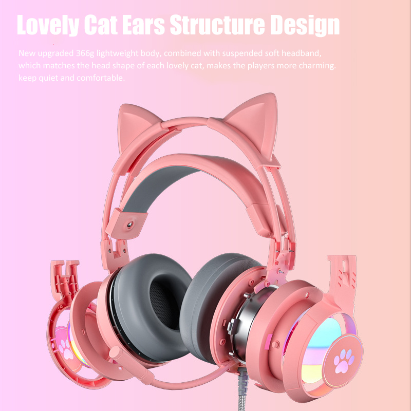 Cute Cat Ear Gaming Headphones - Home Cinema Headphones ulasan dan harga