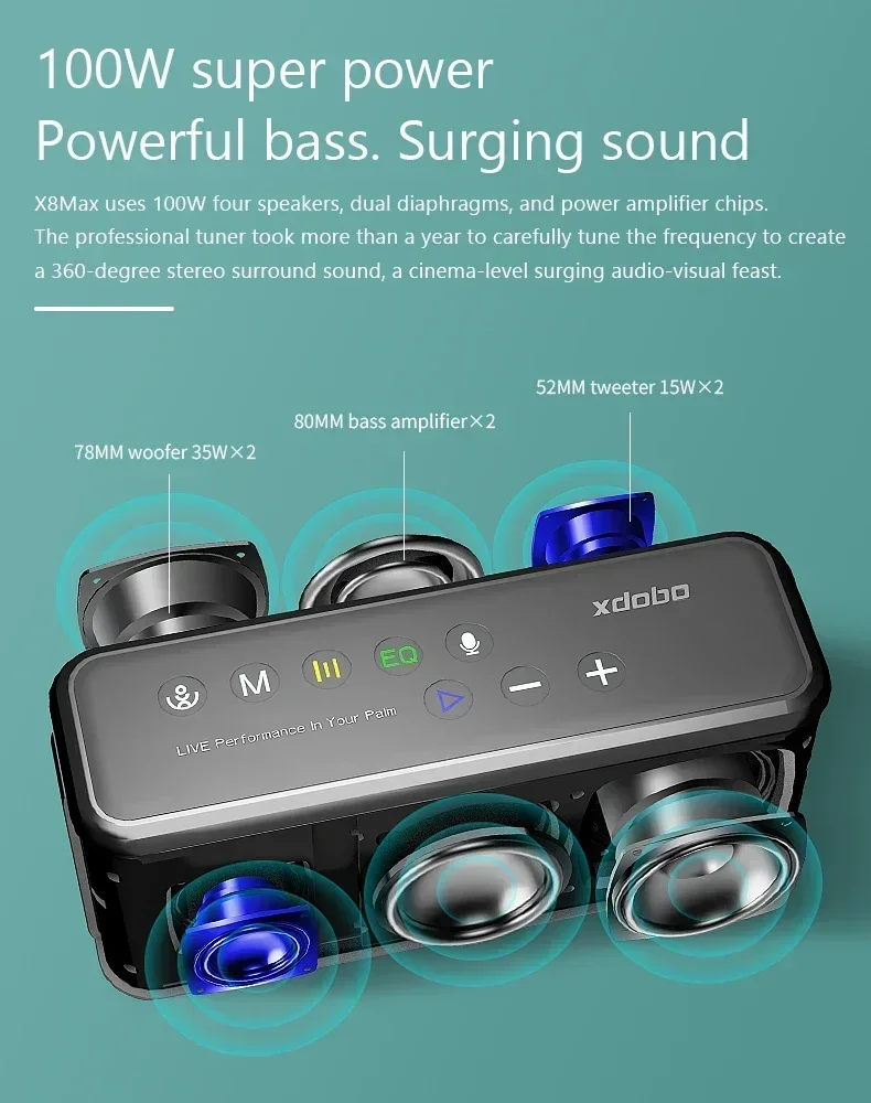 2026 XDOBO X8 Max 100W Speaker - Home Theater Speaker ulasan dan harga