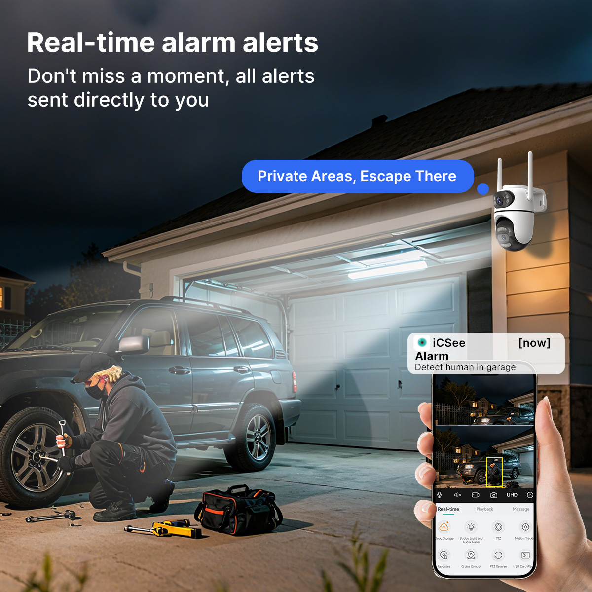 8MP 4K HD Wifi PTZ Camera iCse - Home Cinema Outdoor ulasan dan harga