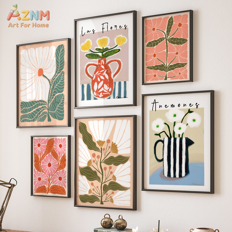 AZNM Boho Floral Canvas Wall A - Home Cinema Wall Art ulasan dan harga