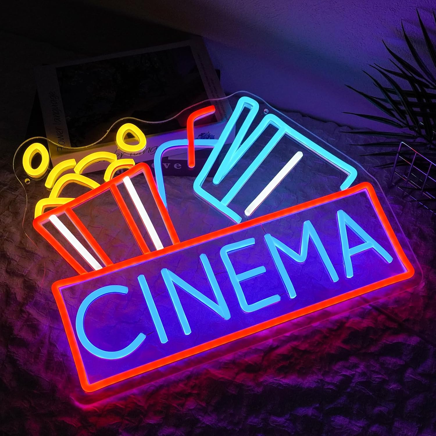 Popcorn Neon Sign Dimmable Foo - Home Cinema Food ulasan dan harga