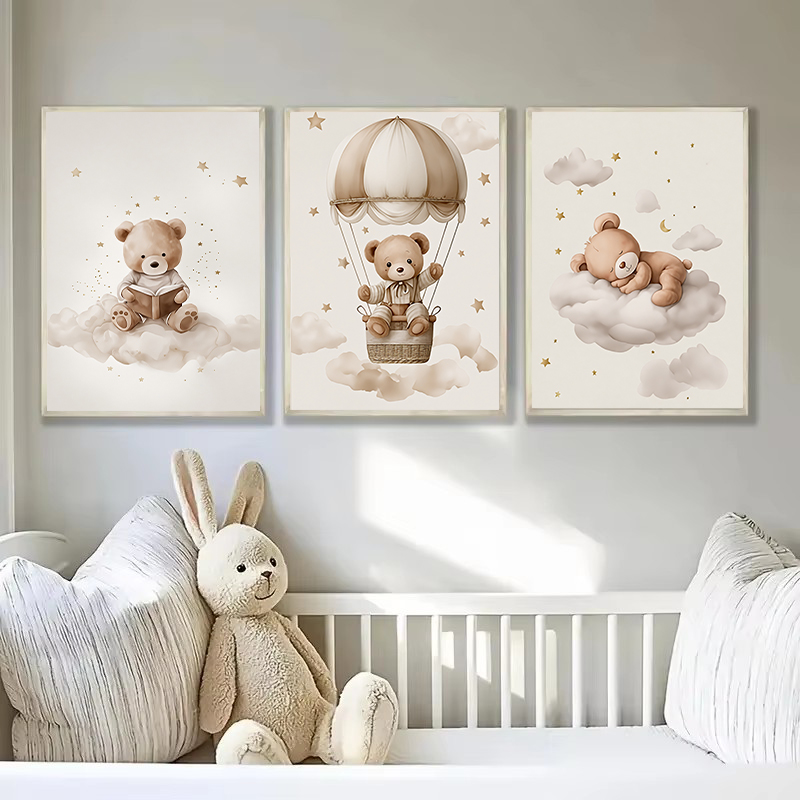3pcs/set Bohemian Teddy Bear A - Home Cinema Wall Art ulasan dan harga
